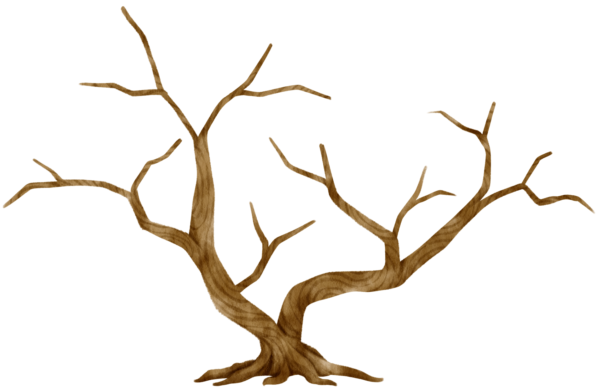 Leafless dead tree dry tree watercolor illustration for Decorative