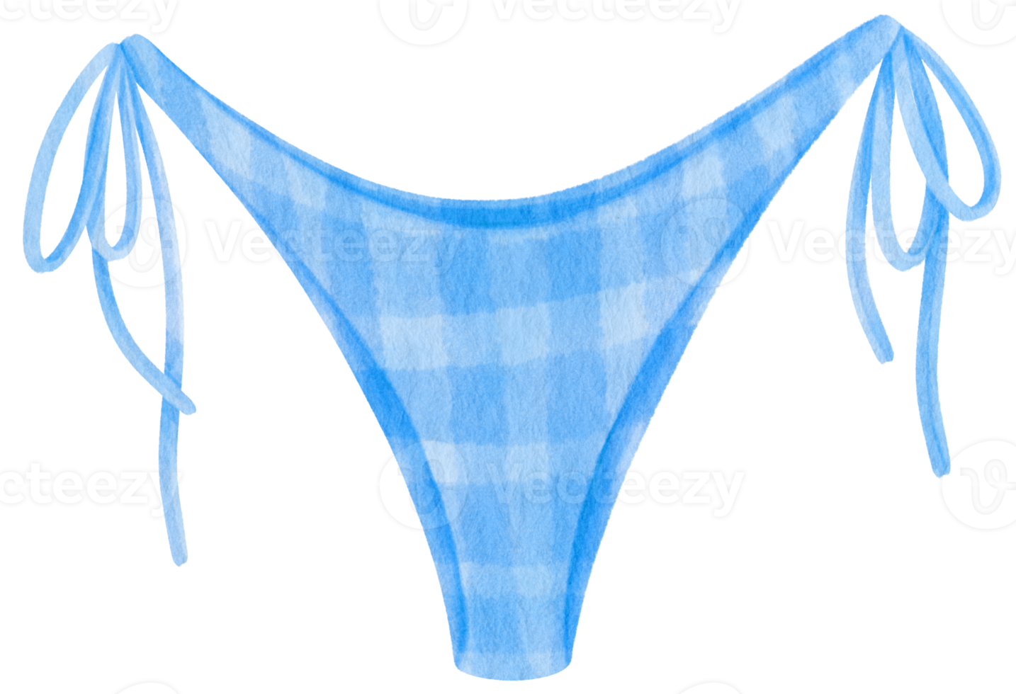 blaue Bikini-Badeanzüge im Aquarell-Stil mit kariertem Muster für dekoratives Sommerelement png