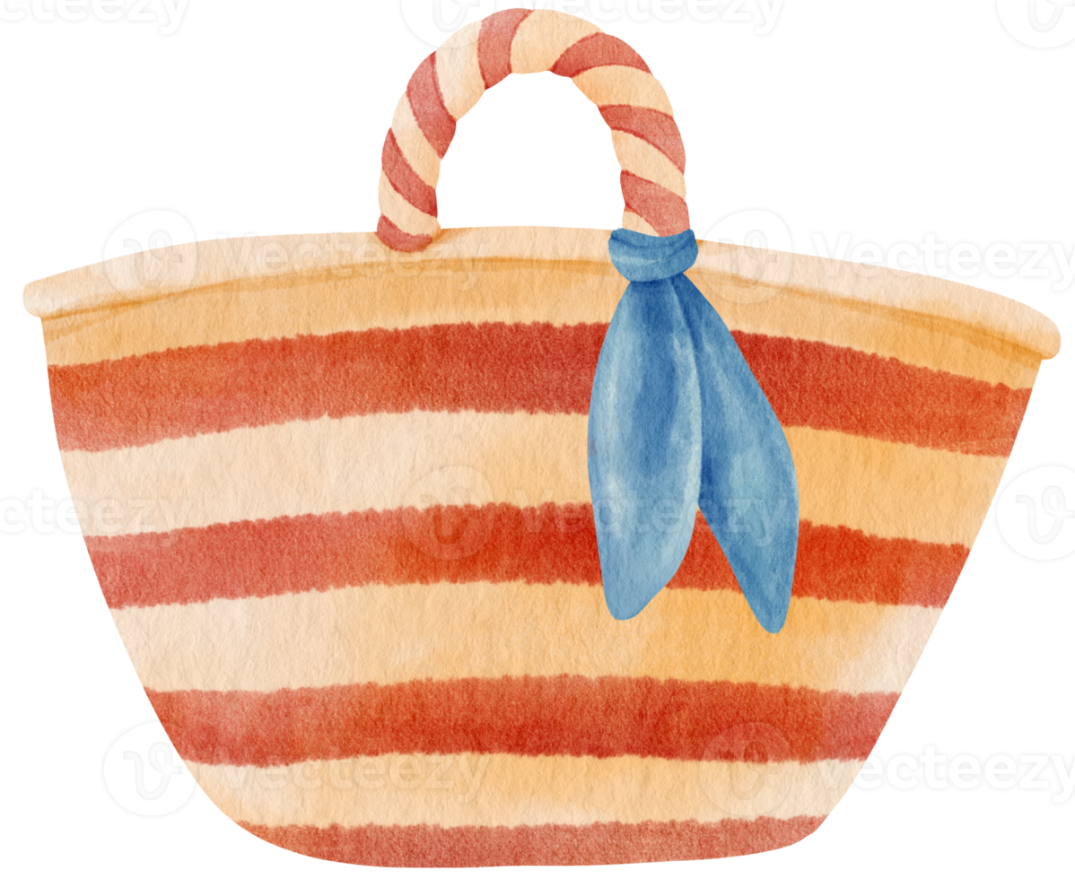 beach bag watercolor illustration for summer decorative element png