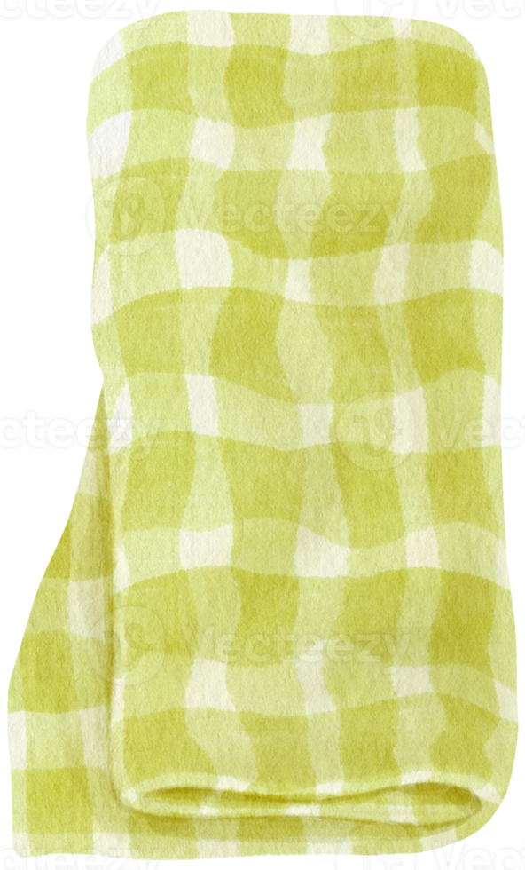 Green Checkered Beach towel and picnic blanket watercolor png