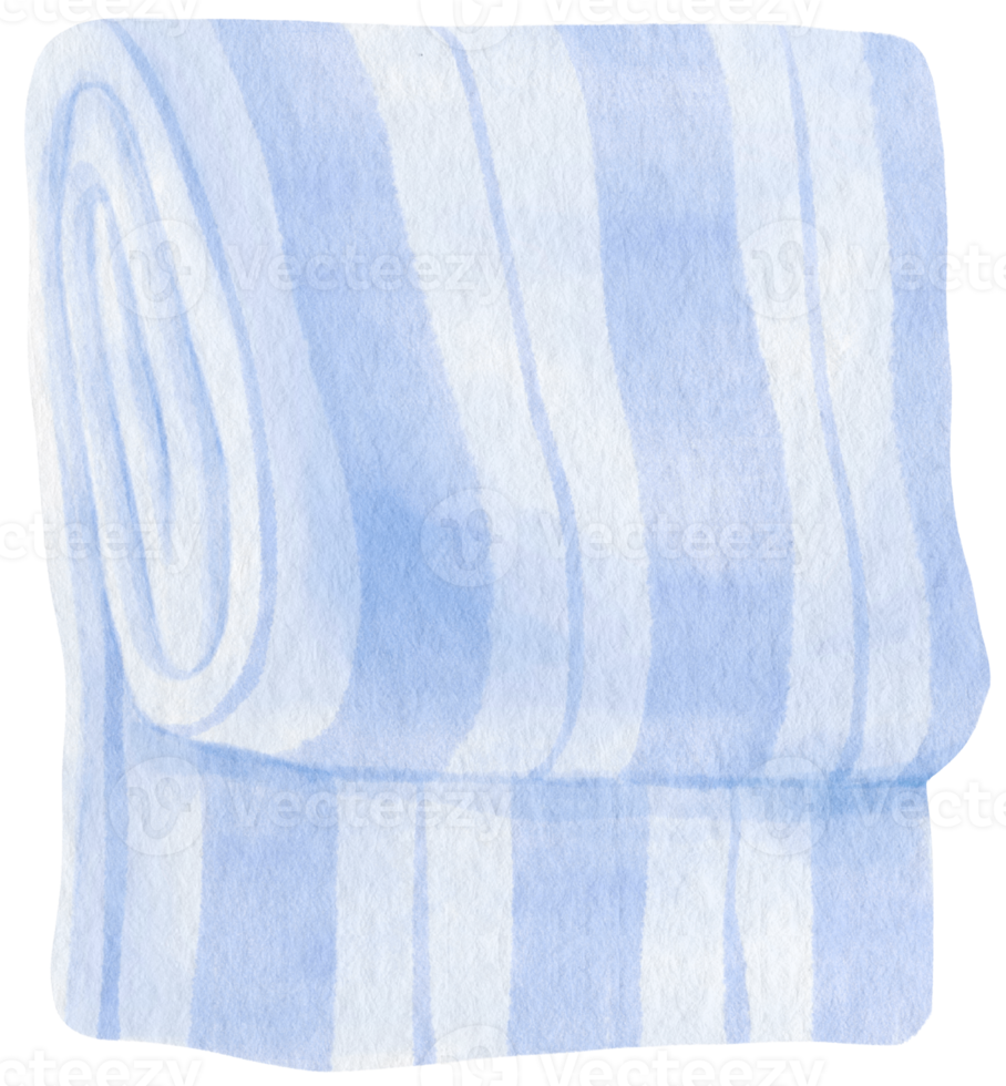 serviette de plage à rayures et couverture de pique-nique illustration aquarelle pour élément décoratif d'été png