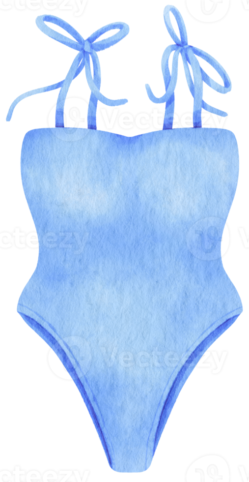 costumi da bagno bikini blu un pezzo stile acquerello per elemento decorativo estivo png