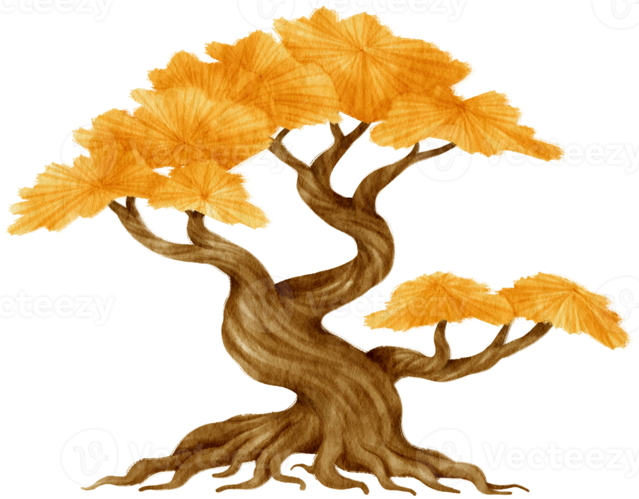 albero autunnale con foglie gialle illustrazione ad acquerello per elemento decorativo png