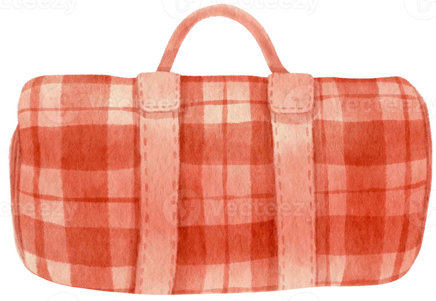 Red Checkered Beach towel picnic blanket in watercolor png