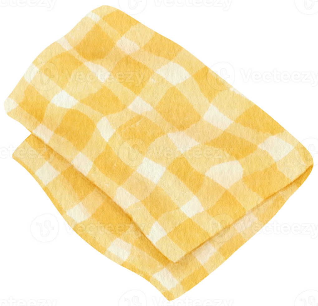 yellow Checkered Beach towel picnic blanket in watercolor png