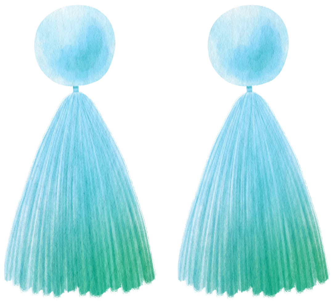 Earrings watercolor illustration png