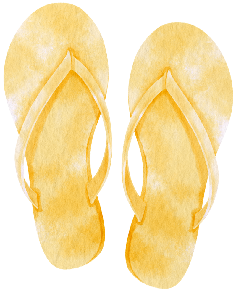 sandales jaunes illustration aquarelle pour élément décoratif d'été png