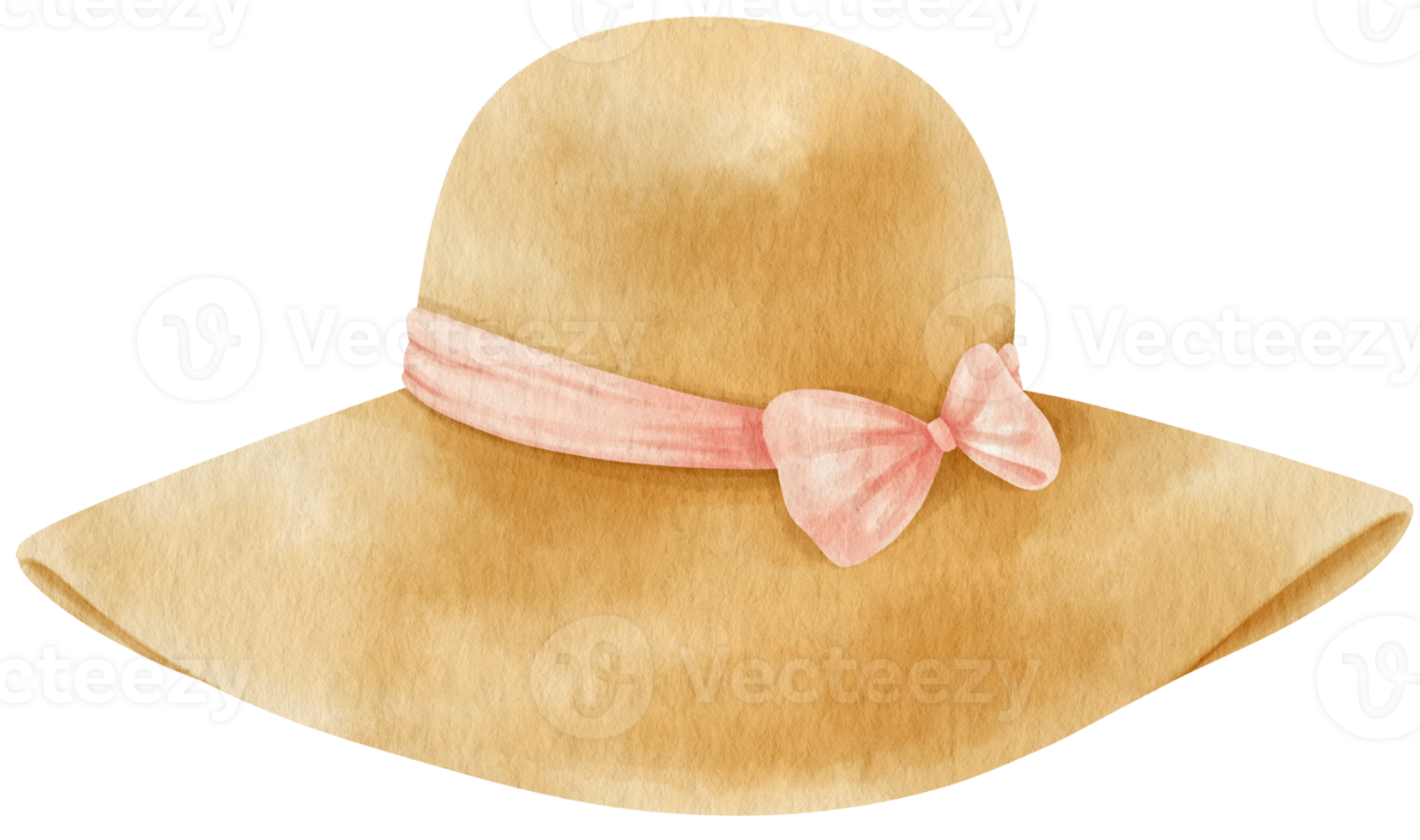 Cute Straw Hat with ribbon watercolor illustration for Summer Decorative Element png