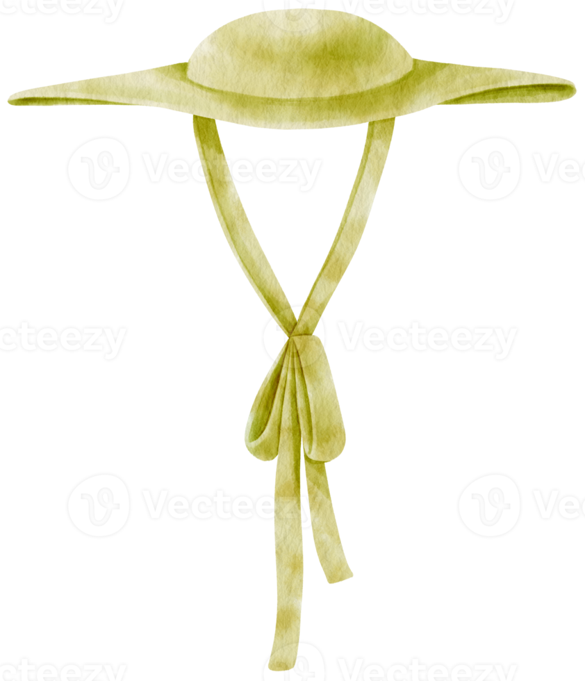 Cute Green Hat watercolor illustration for Summer Decorative Element png