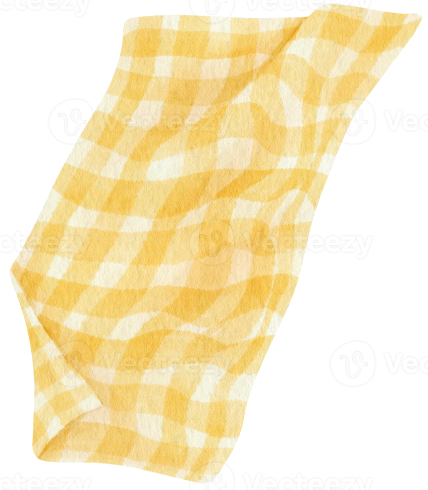 couverture de pique-nique de serviette de plage à carreaux jaunes à l'aquarelle png