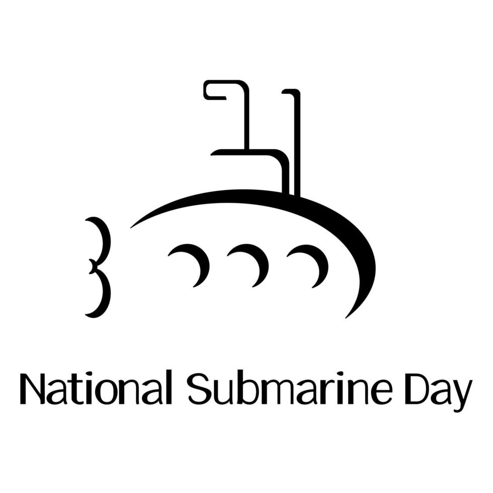 National Submarine Day, Silhouette of underwater floating ship for poster or banner vector