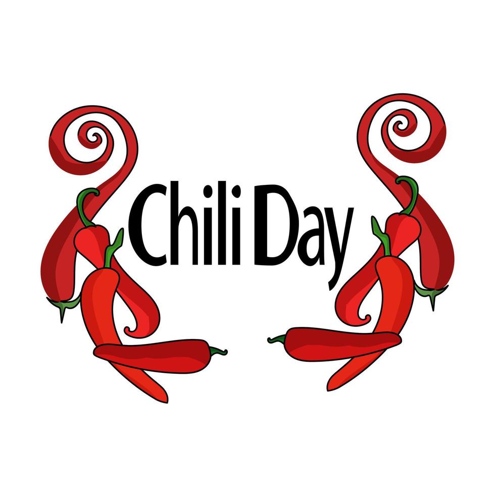 Chili Day, Decorative frame made of bright red hot pepper and themed inscription vector