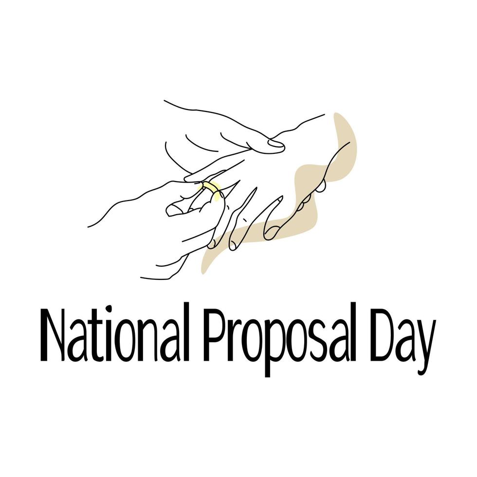 National Proposal Day, outline of hands in the process of putting on the ring, idea for a banner or postcard vector