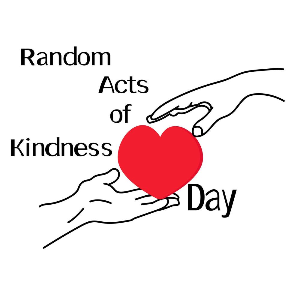 Random Acts of Kindness Day, hand passing a symbolic heart to the other hand vector