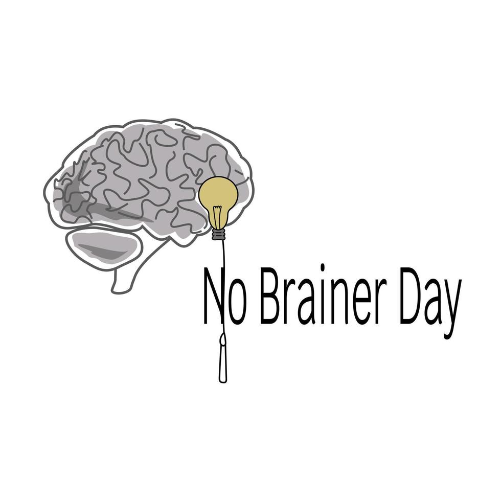 brain and light bulb off, holiday concept No brainer Day vector