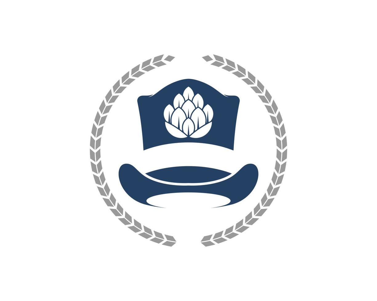 Circular wheat with hat and beer hops inside vector