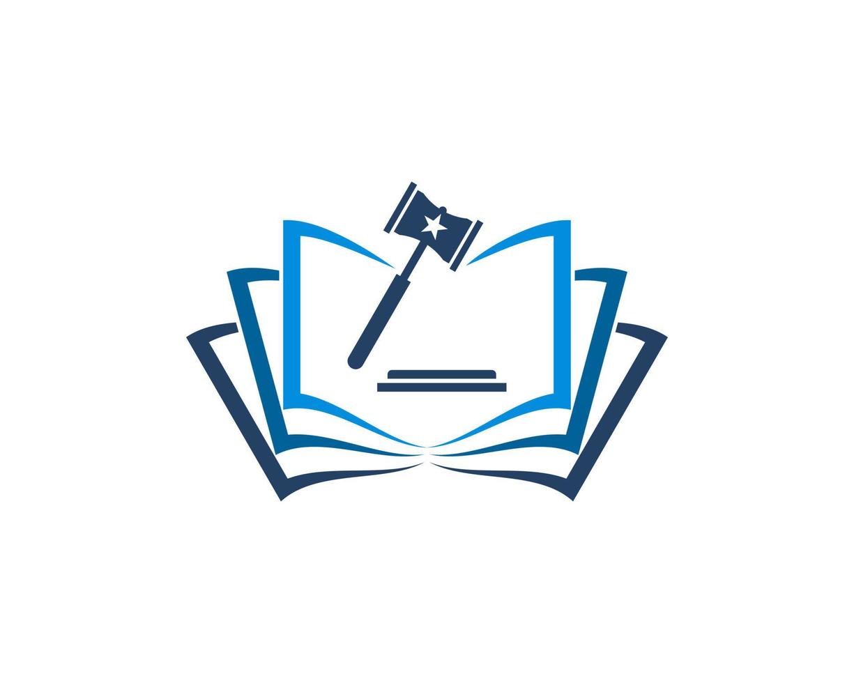 Hammer law firm on the book logo vector