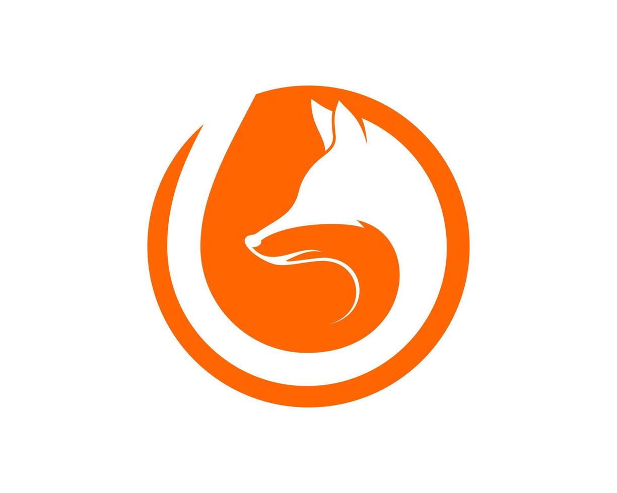 Circle shape with abstract fox inside vector