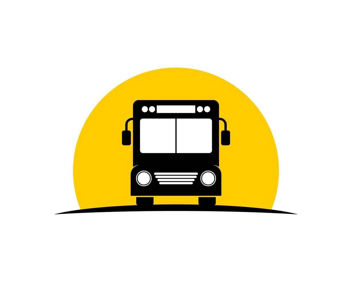 School bus with sunset behind vector