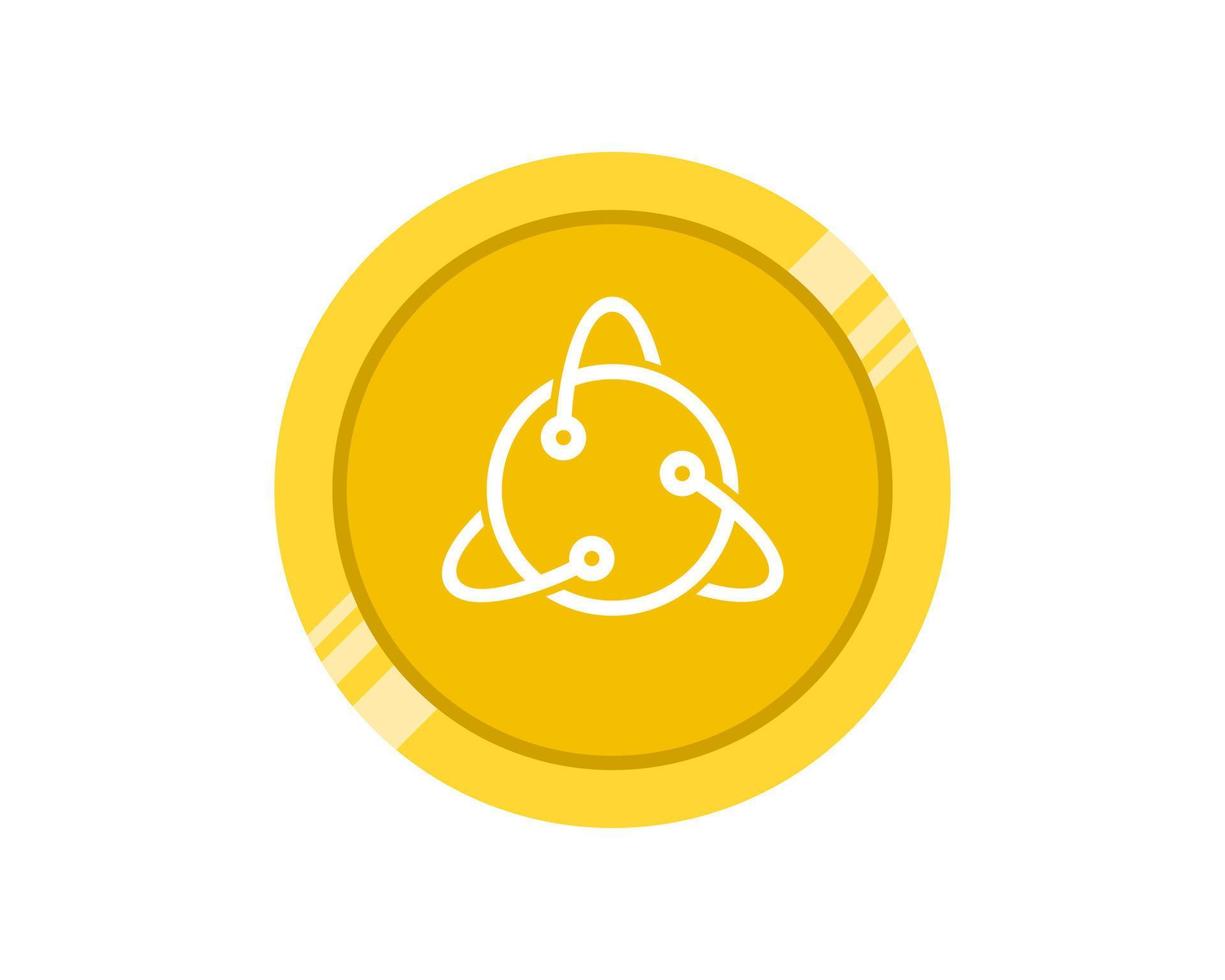 Gold coins with atom symbol inside vector