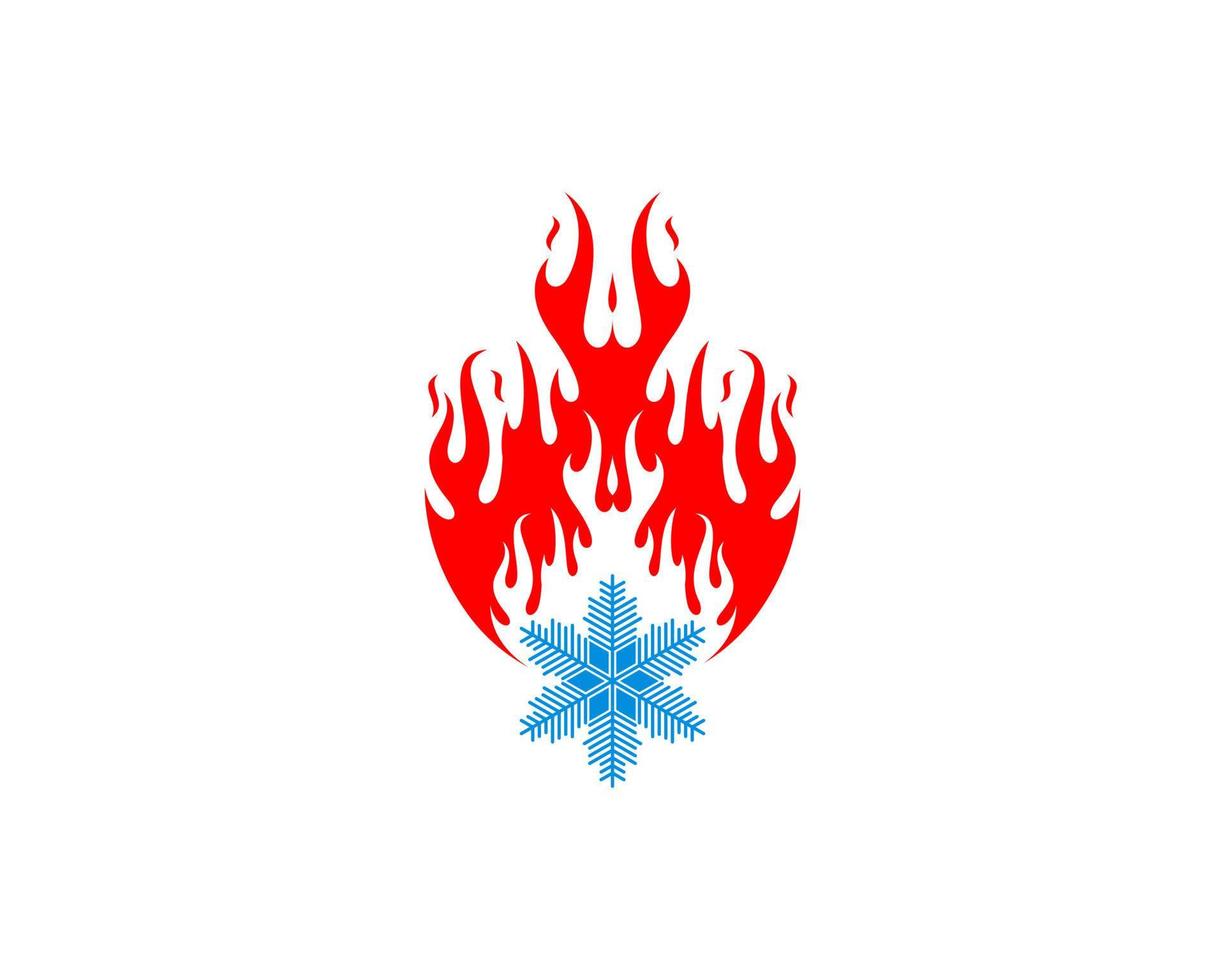 Fire flame and snowflake logo illustration vector