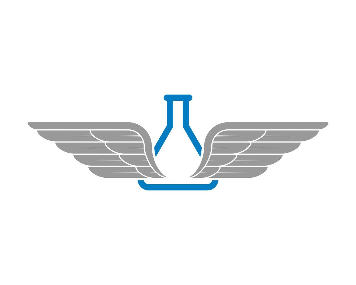 Triangle bottle laboratory with spread wings vector