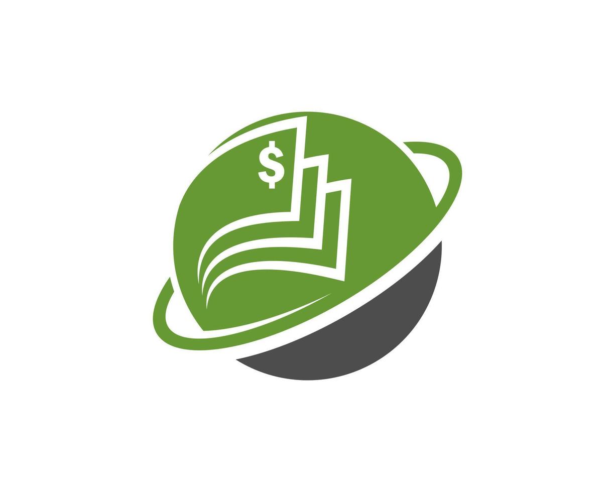 Money silhouette inside the planet logo vector