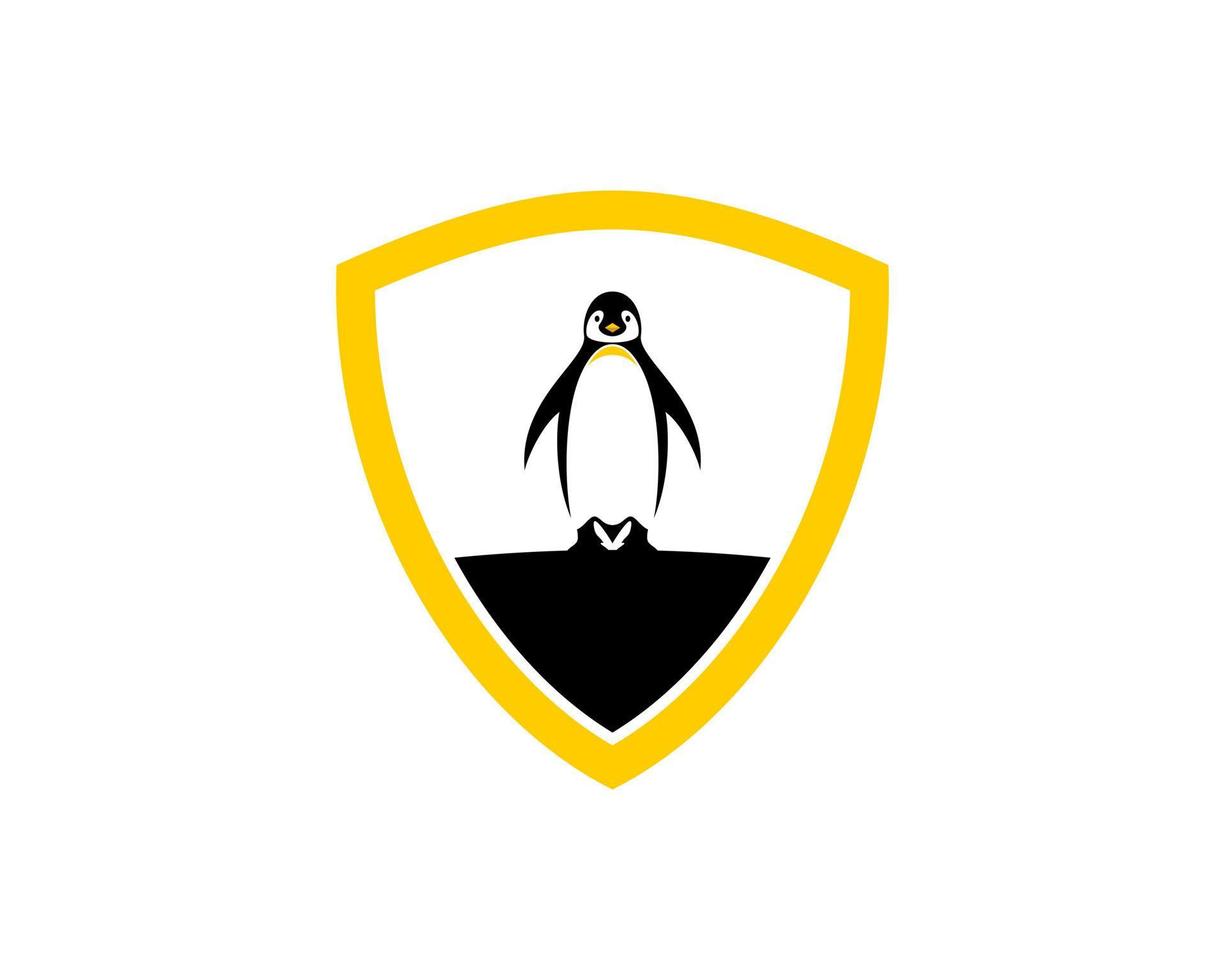 Simple shield with penguin inside vector