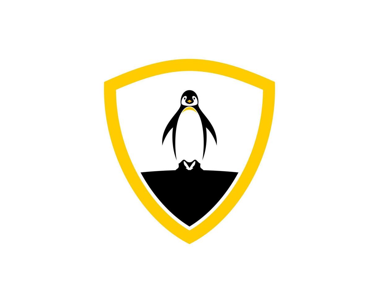 escudo simple con pinguino dentro vector