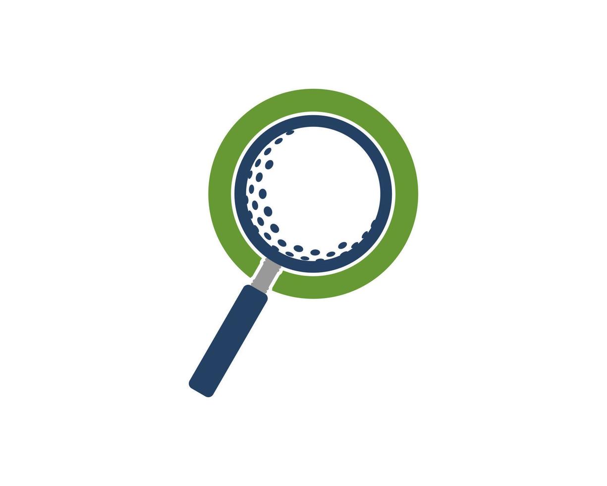 Golf inside the magnifying glasses logo vector