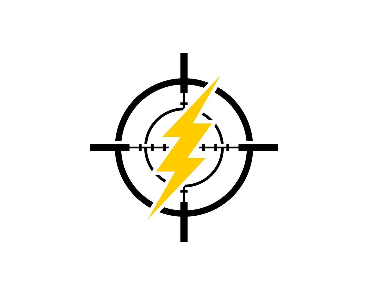 Sniper symbol with electrical lightning inside vector