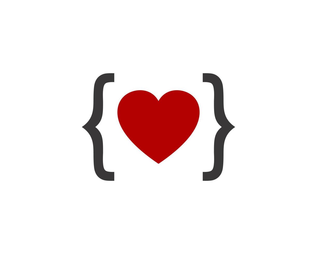 Code symbol with love in the middle 9789276 Vector Art at Vecteezy