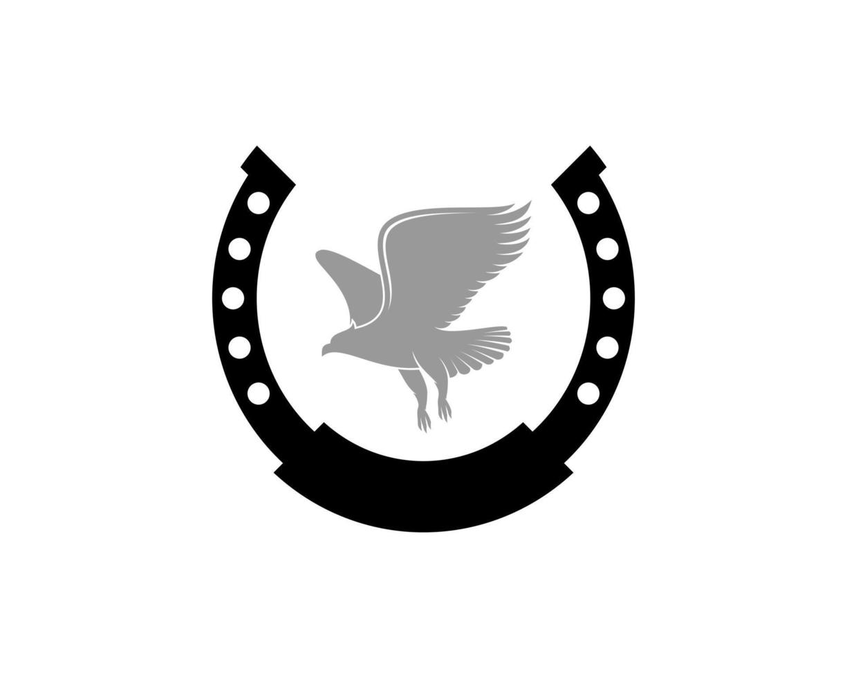 Black horse shoes with flying eagle inside vector