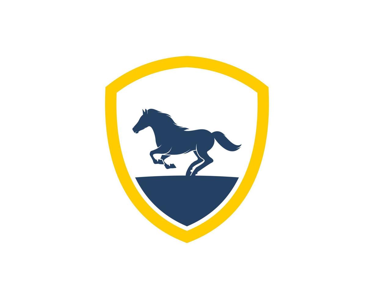 escudo simple con caballo corriendo dentro vector