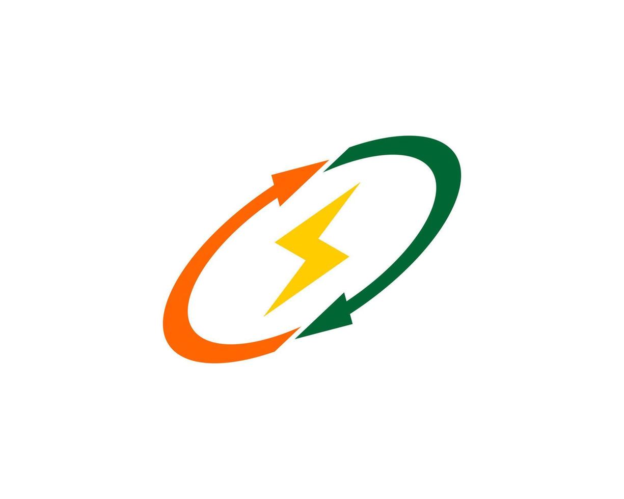 Circular arrow with energy symbol in the middle vector