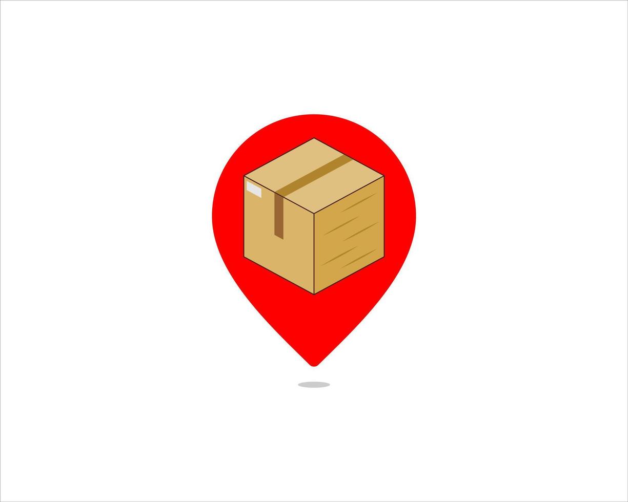 Delivery box inside the point location shape logo vector