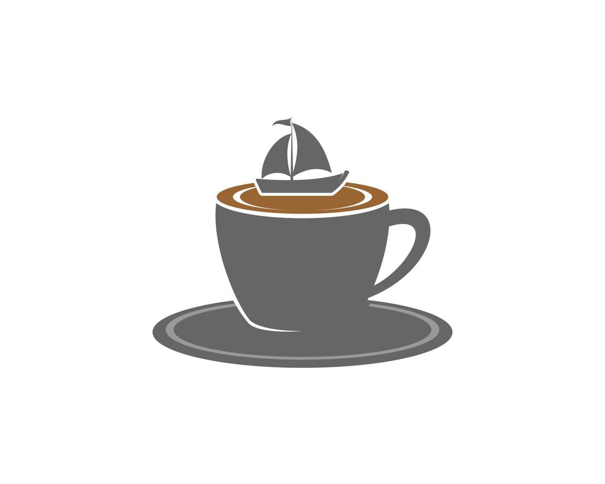 Sailing boat on the coffee cup logo vector