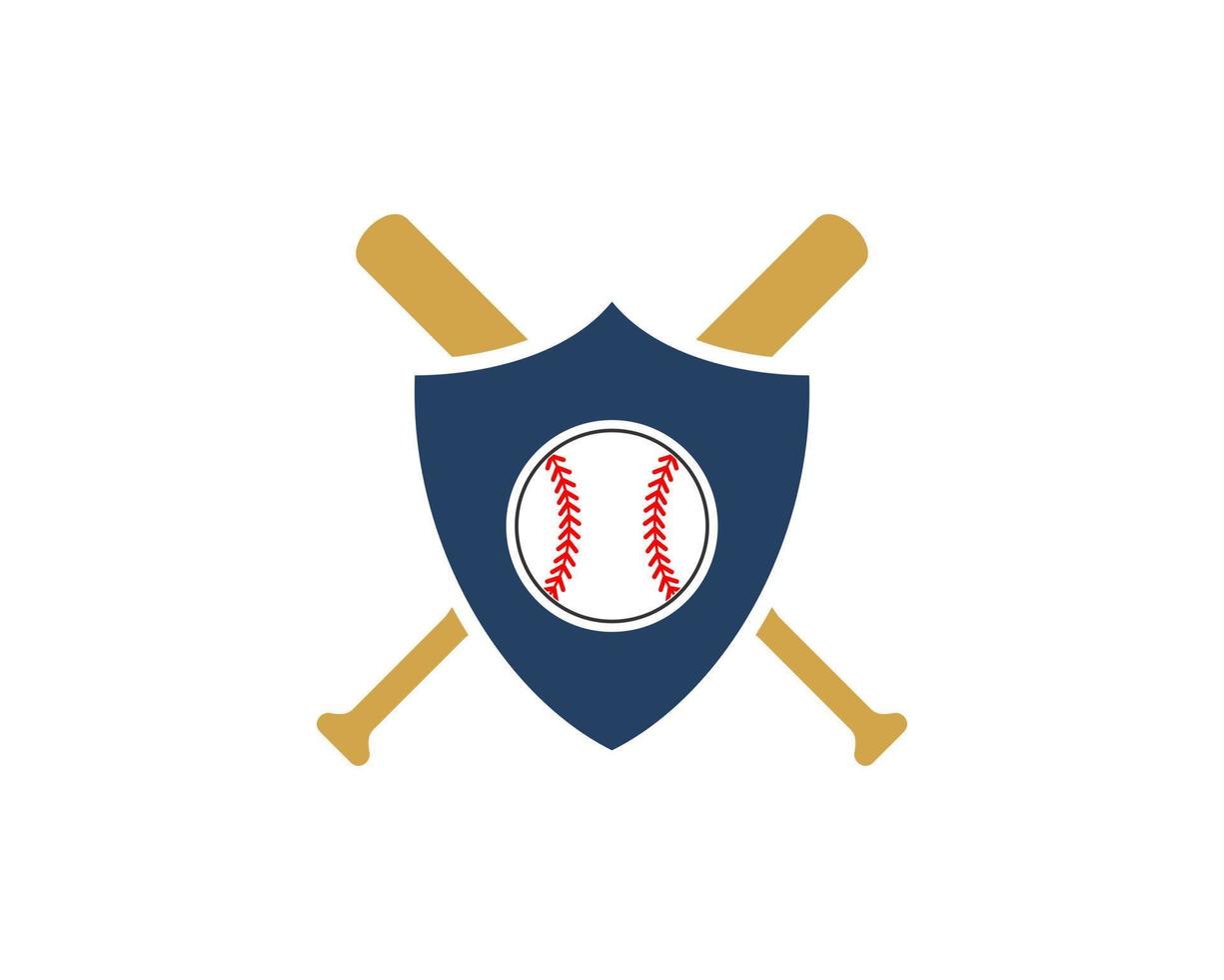 escudo y logotipo cruzado de béisbol vector