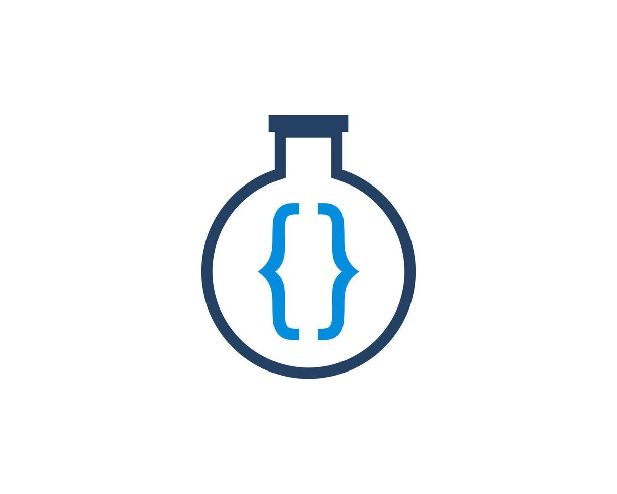 Laboratory test tube with code symbol inside vector