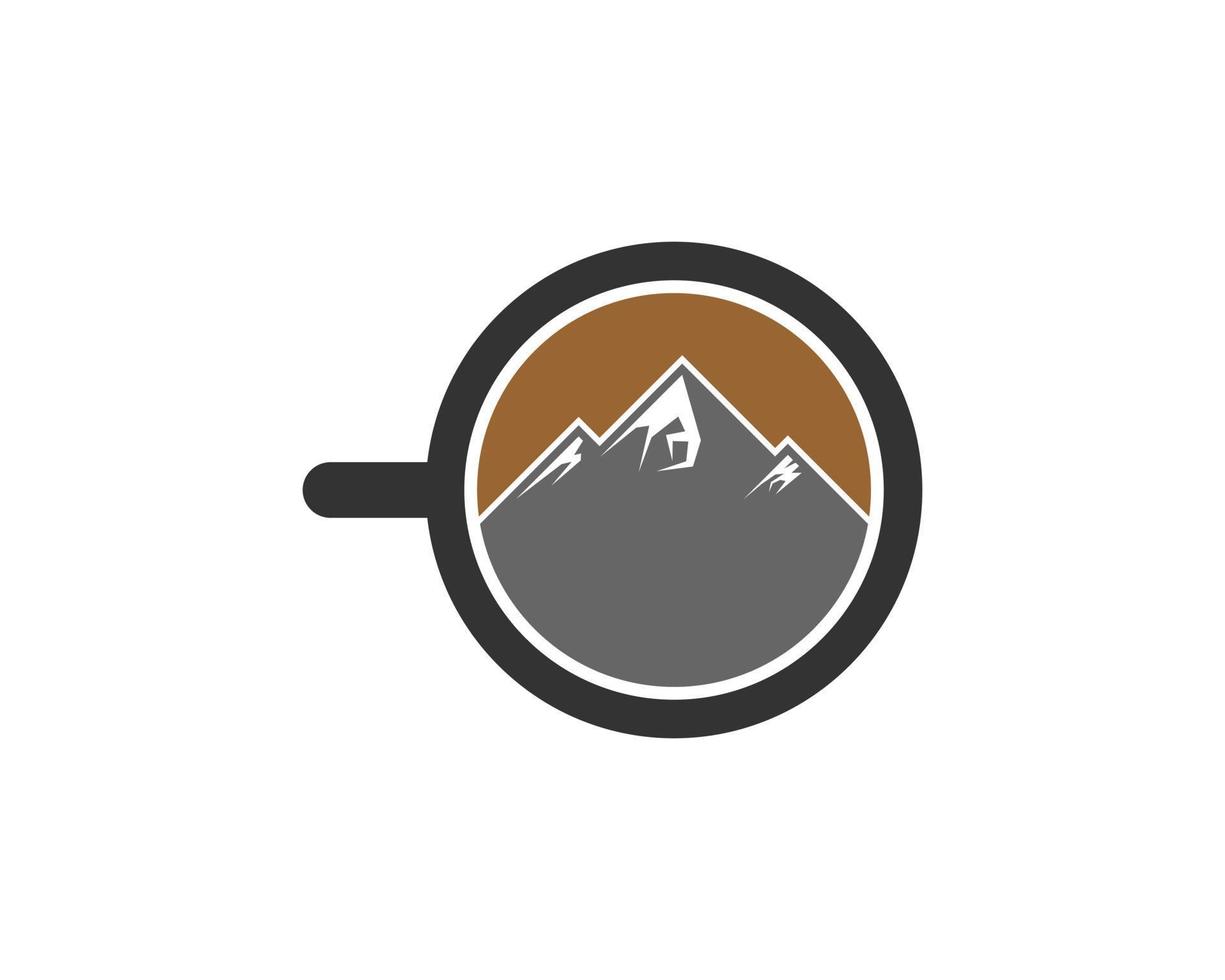Mountain inside the coffee cup logo vector
