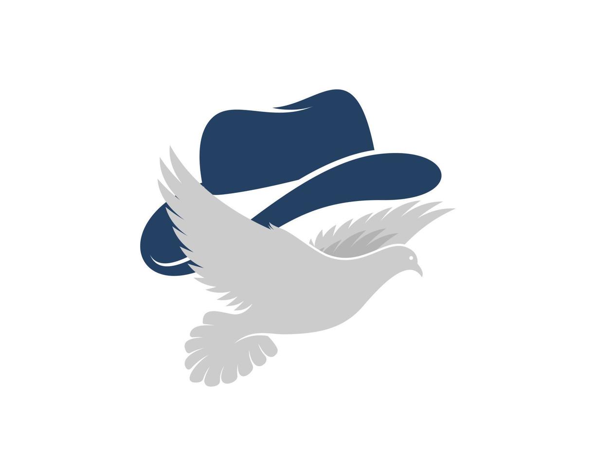 Flying pigeon with hat on the top vector