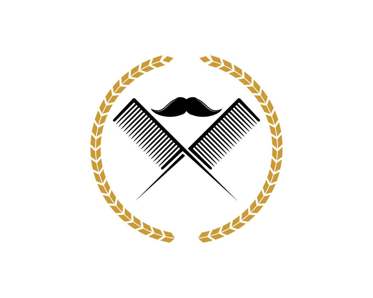 Circular wheat with cross hair comb and mustache vector