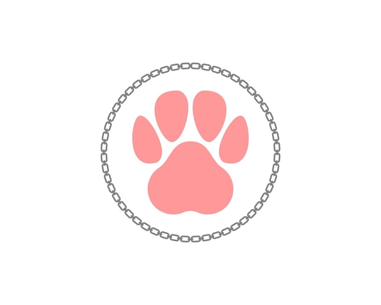 Pet paws inside the circle chain logo vector