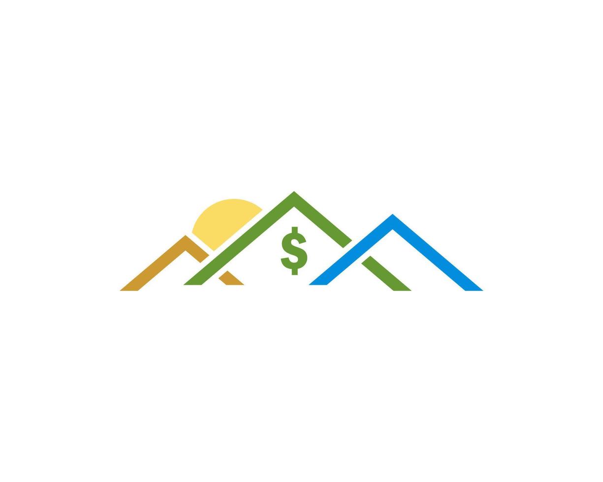 Mountain line with dollar symbol vector