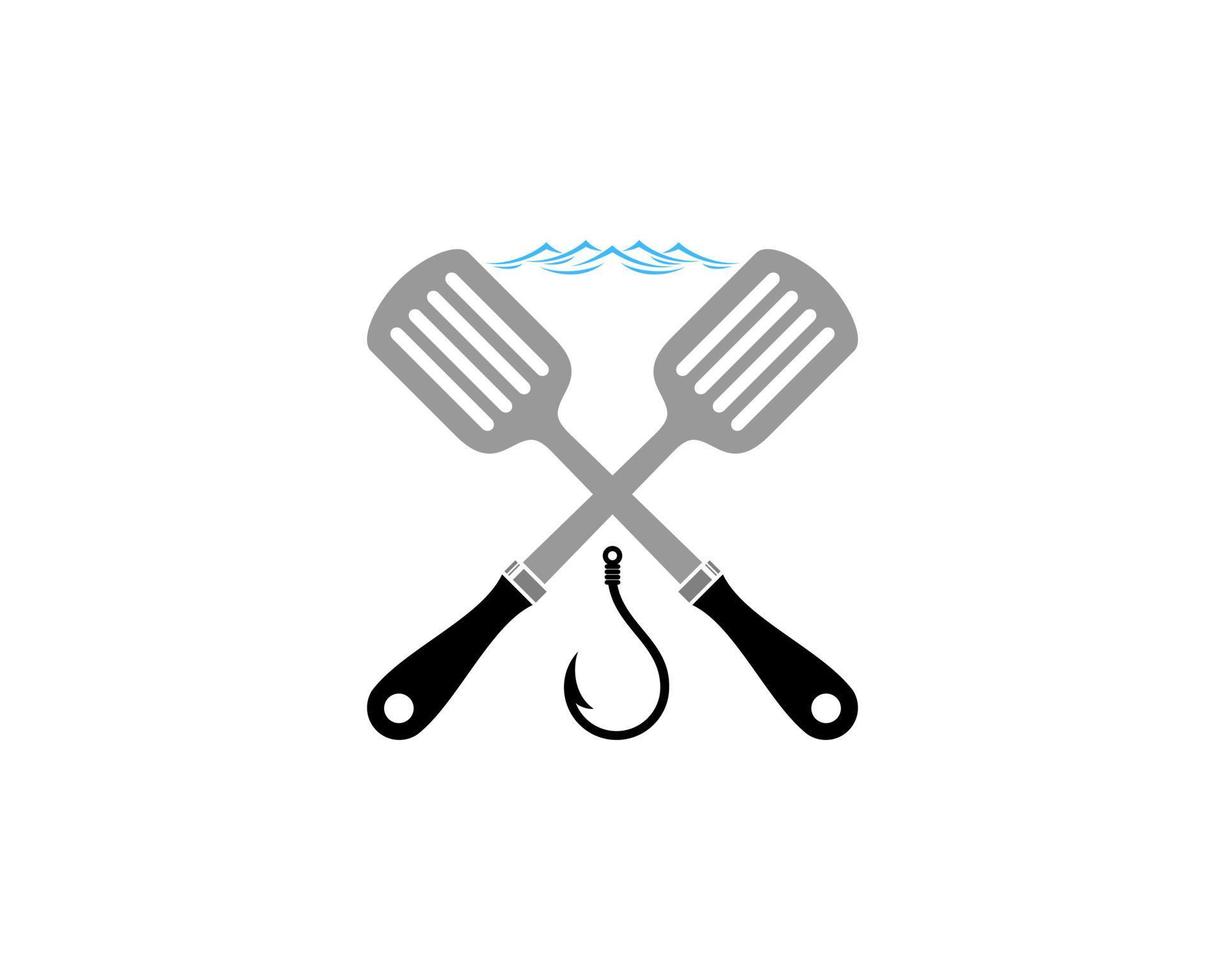 Spatula crossed with fishing hook logo vector