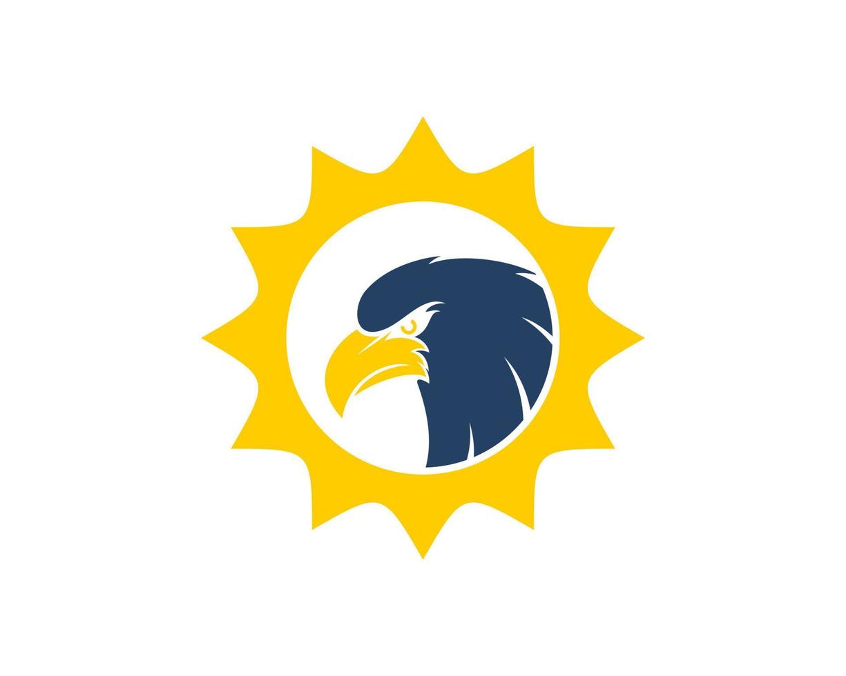 Shinning sun with eagle head inside vector