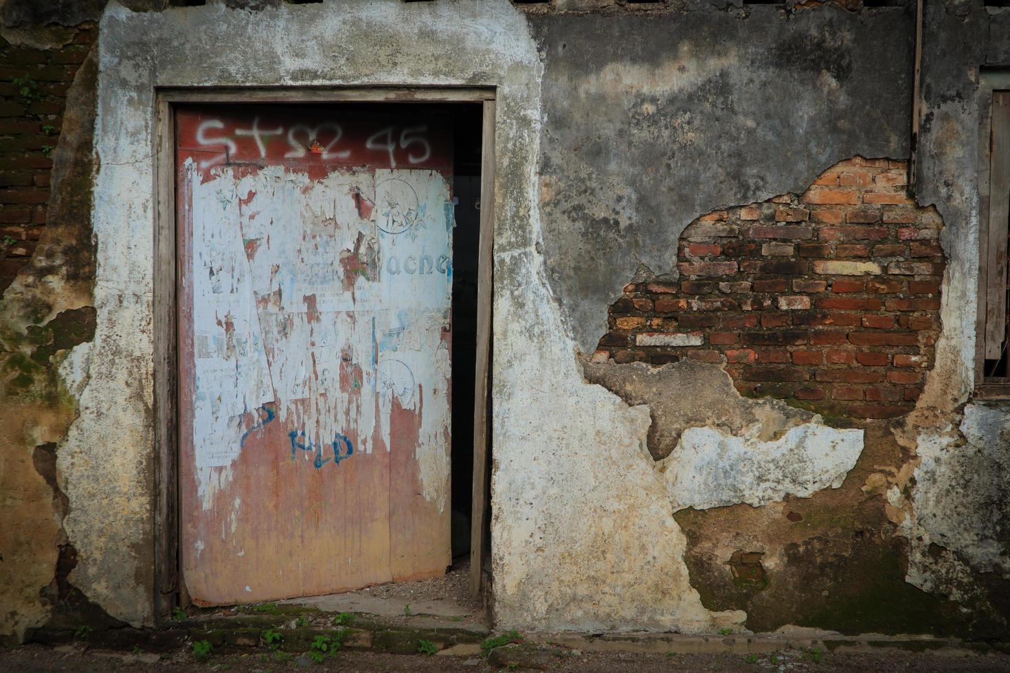 grunge old wall with door photo