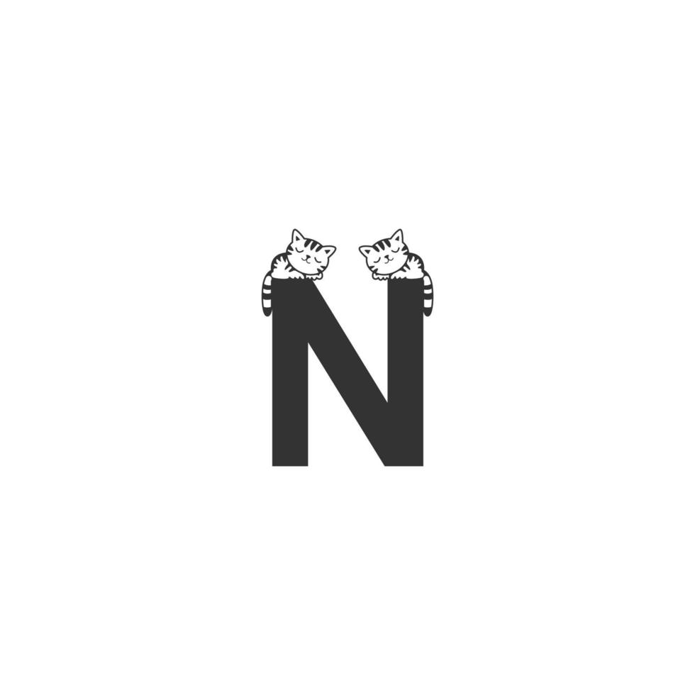Sleeping cat icon on letter vector