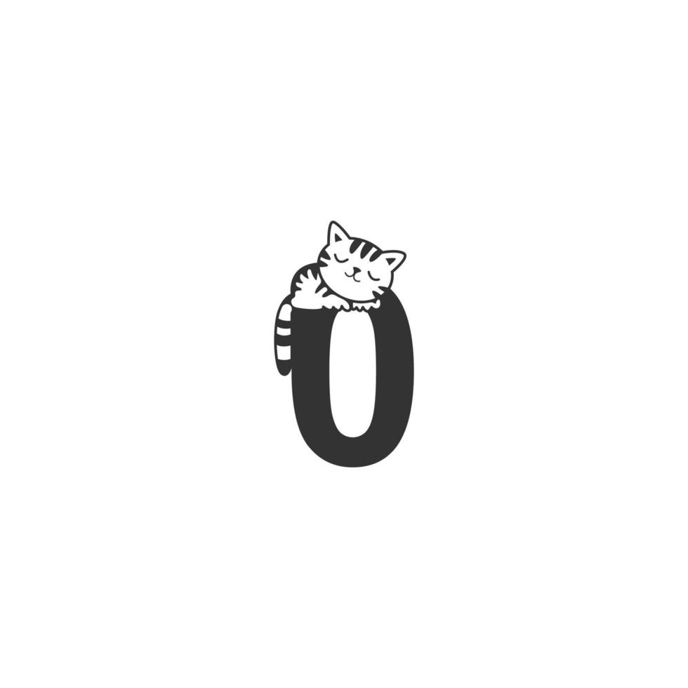 Sleeping cat icon on number vector