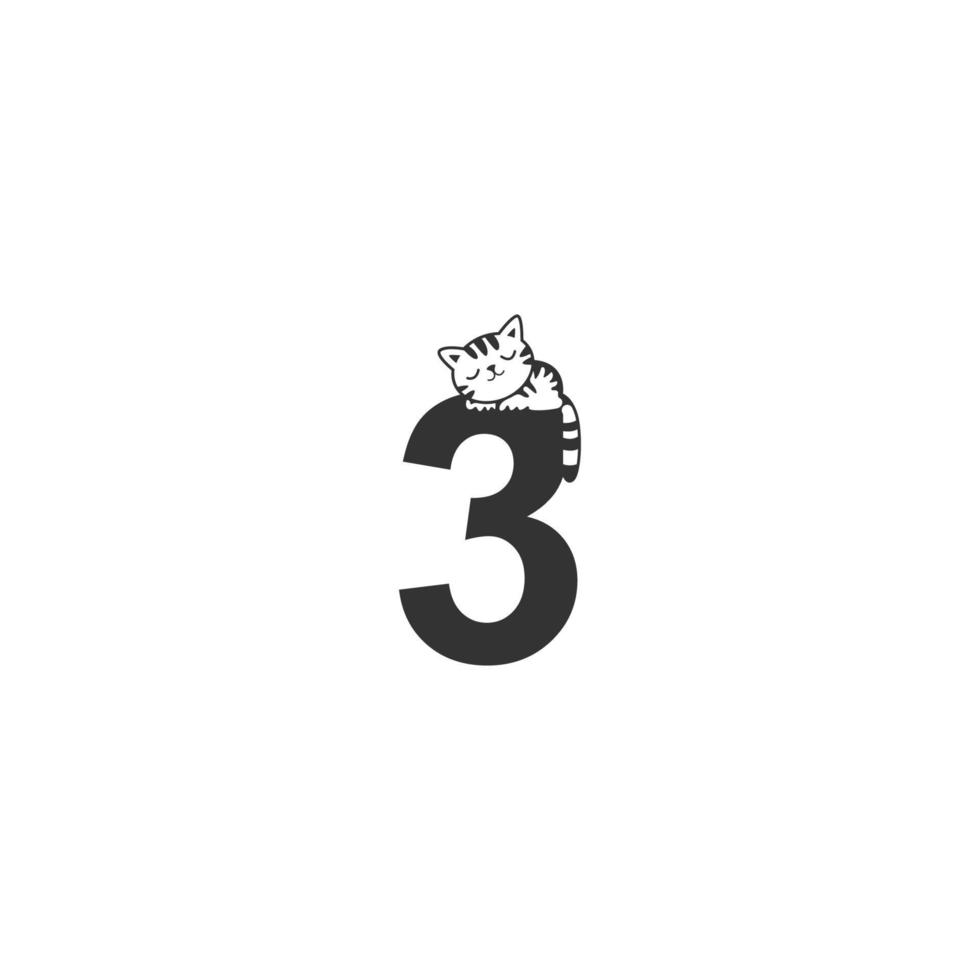 Sleeping cat icon on number vector